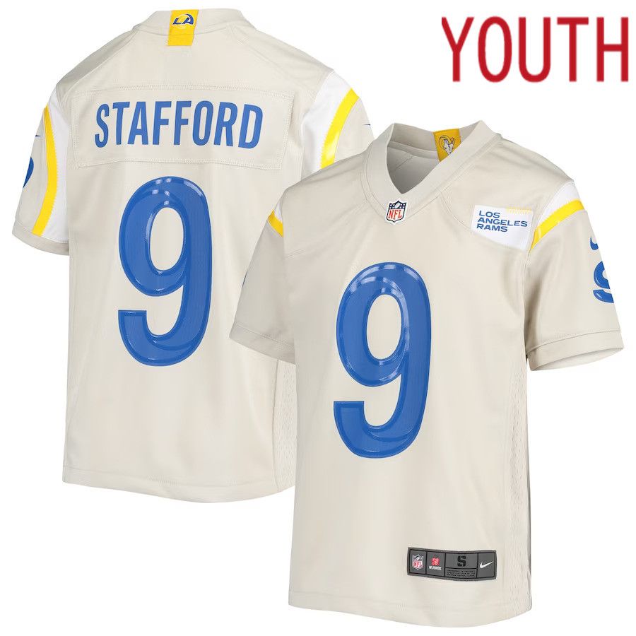 Youth Los Angeles Rams 9 Matthew Stafford Nike Bone Game NFL Jersey